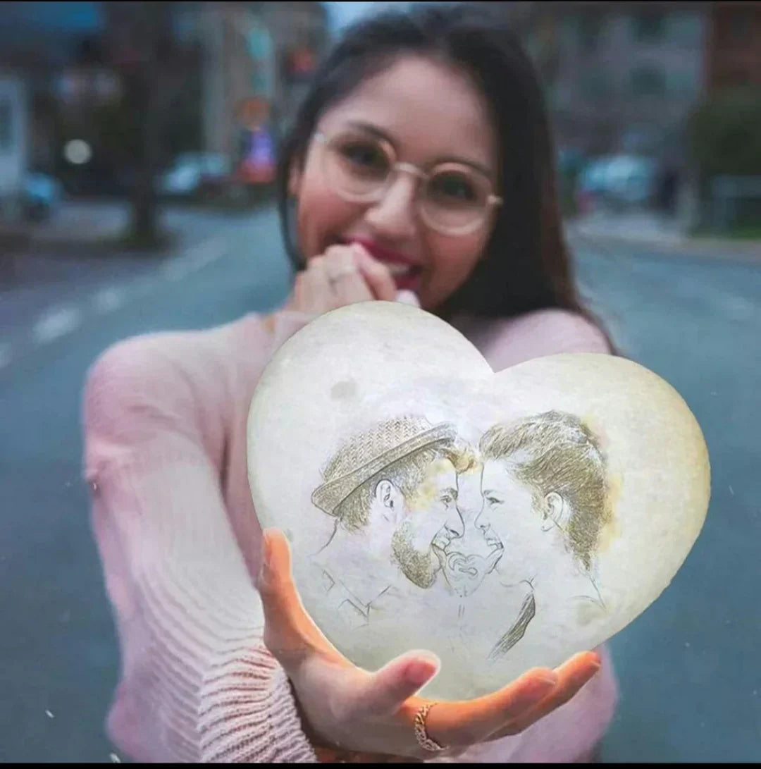 3d Heart Shaped Moon Lamp/Light Gift with Photo