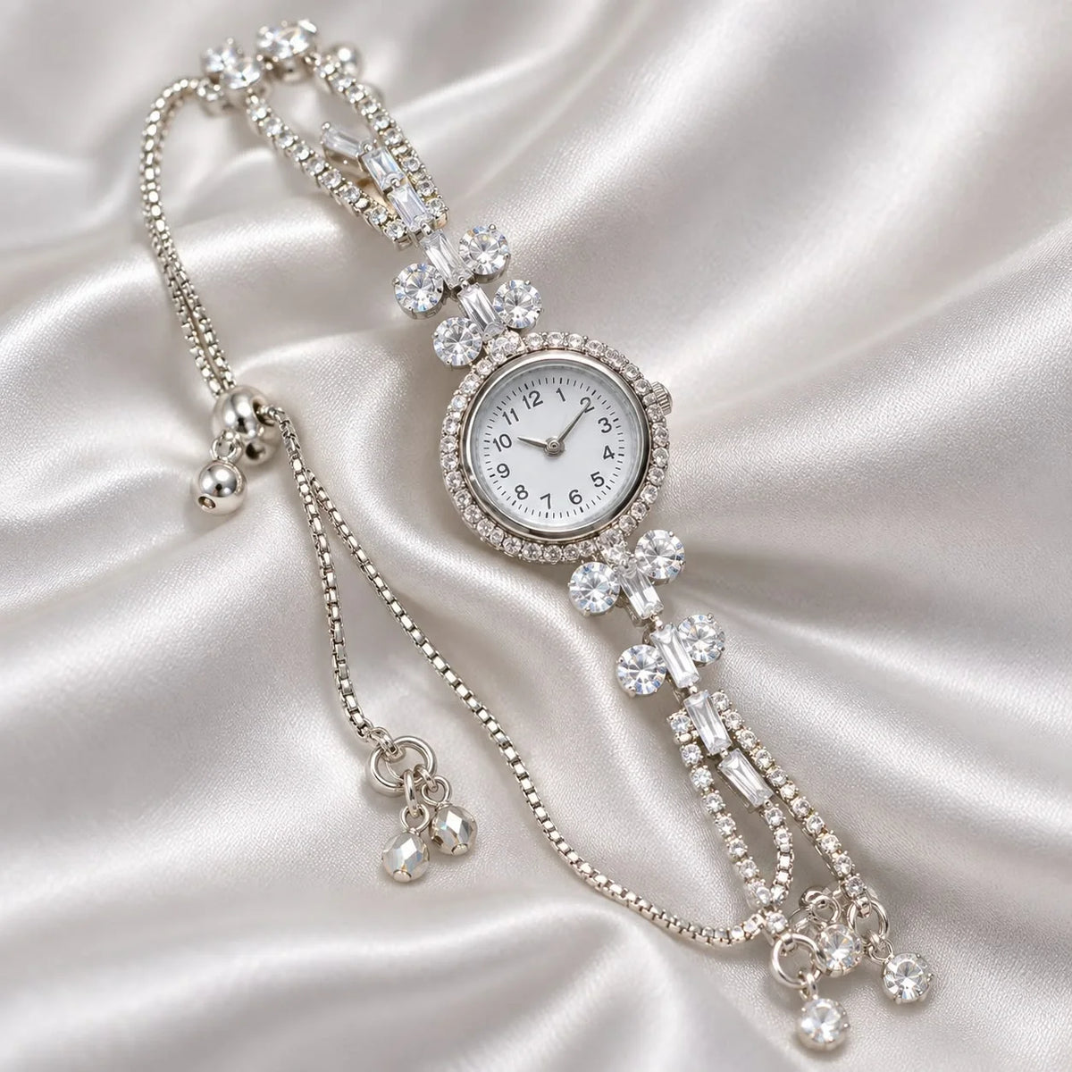 ✨ Silver Sparkle Bracelet Watch