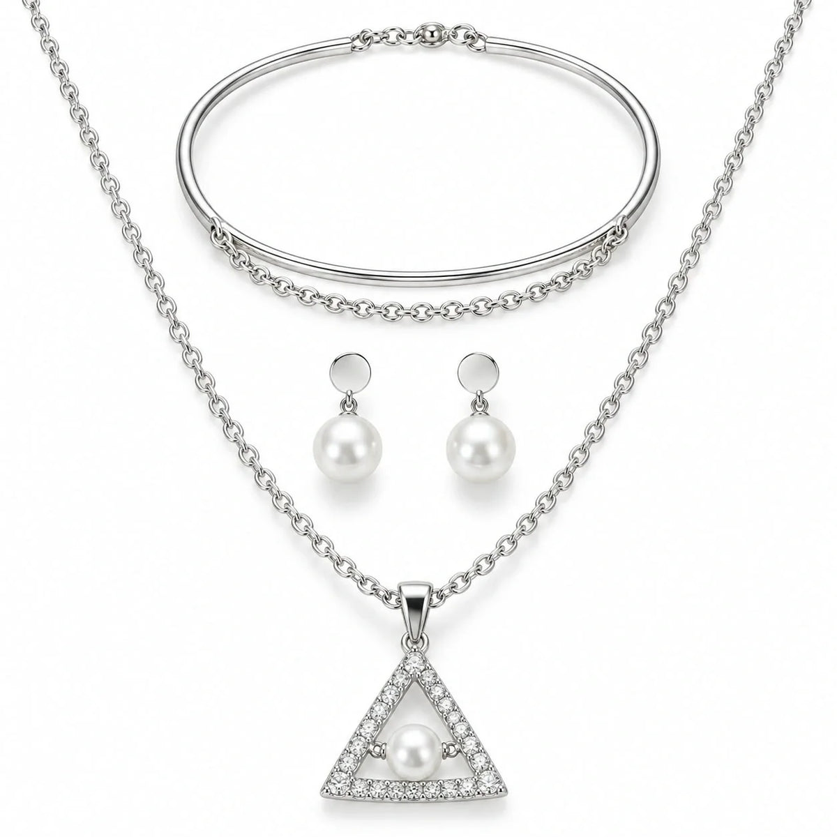β¨ Silver Grace Pearl Jewellery Set