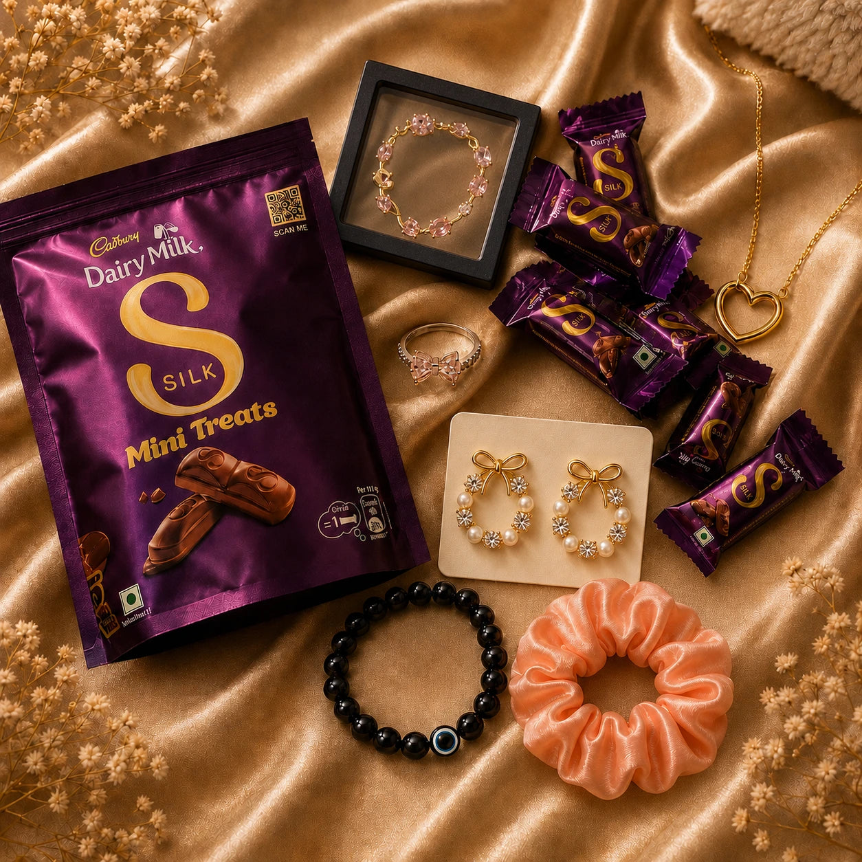 Viral Jewellery Combo + Cadbury Dairy Milk Silk Mini Treats - Image 1