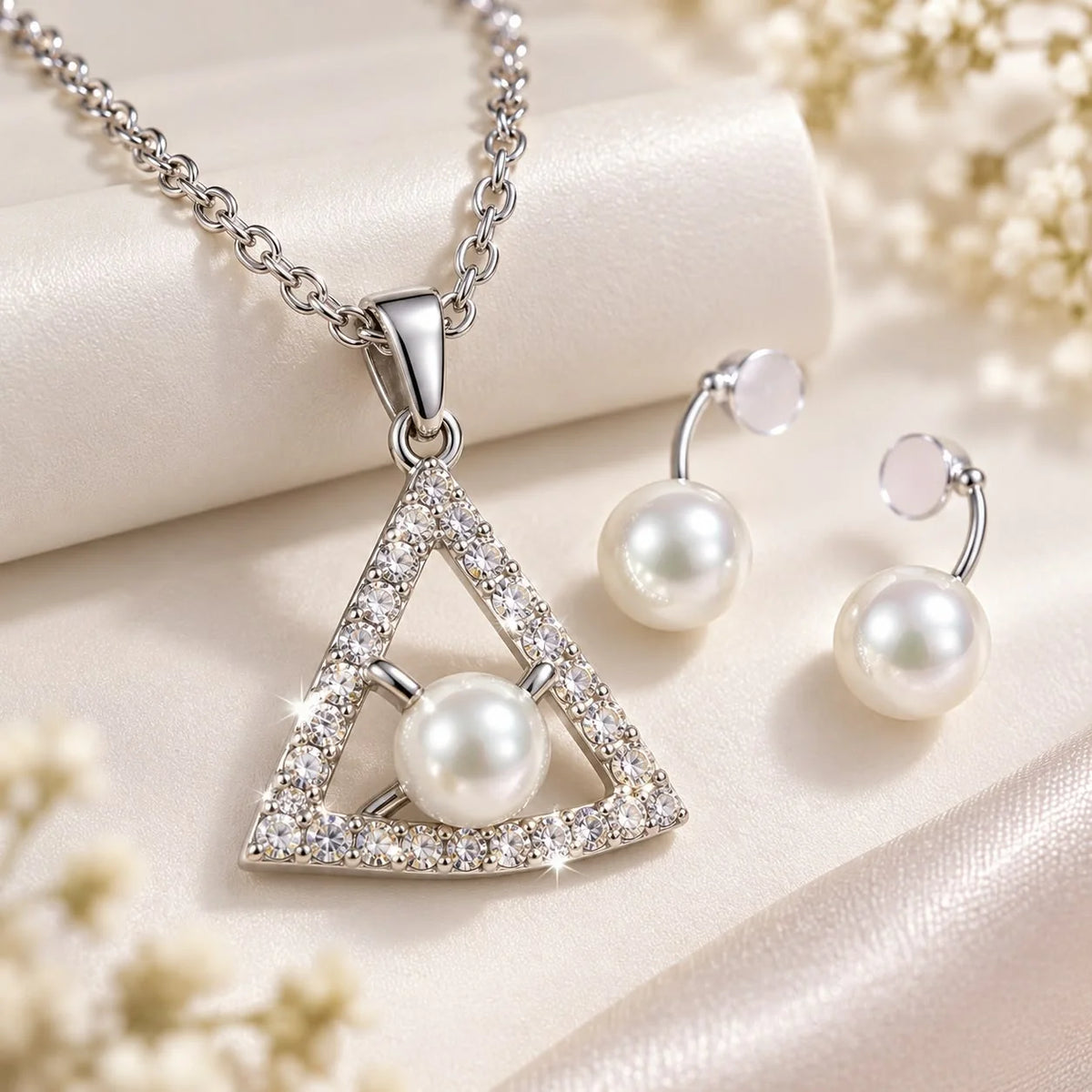 β¨ Silver Grace Pearl Jewellery Set
