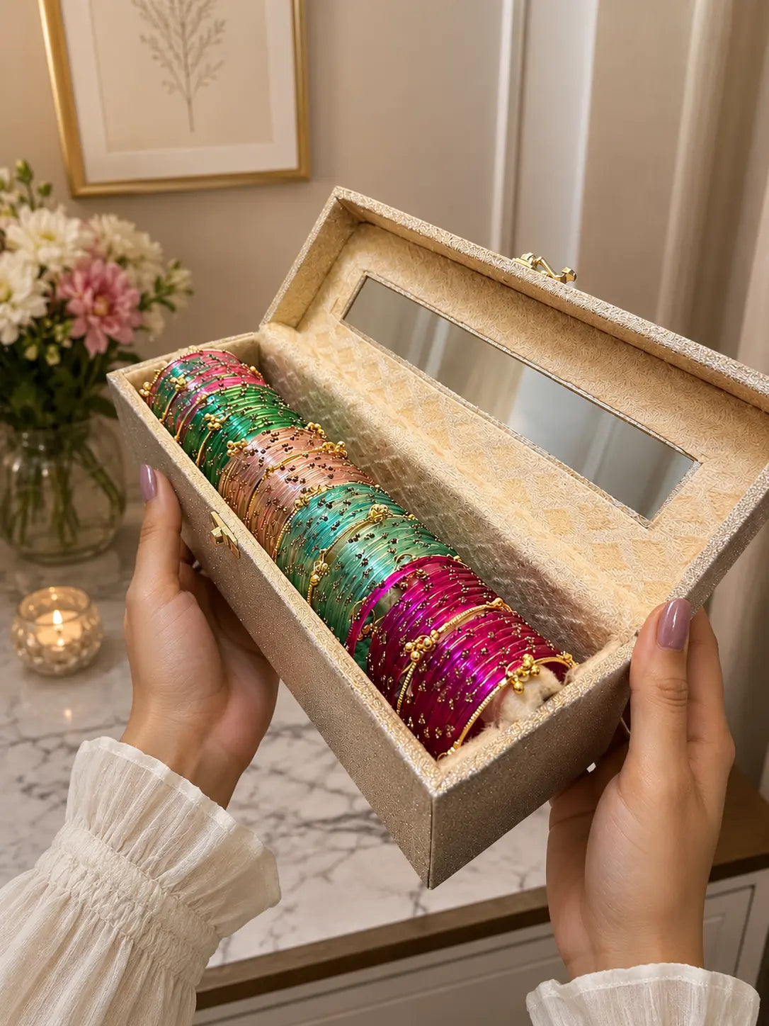 60 Diamond Bangles with Ghungroo Bangles