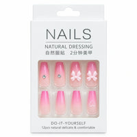 🌸 Pink Ombre Bow Nail Set
