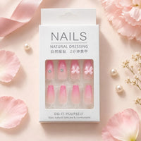 🌸 Pink Ombre Bow Nail Set